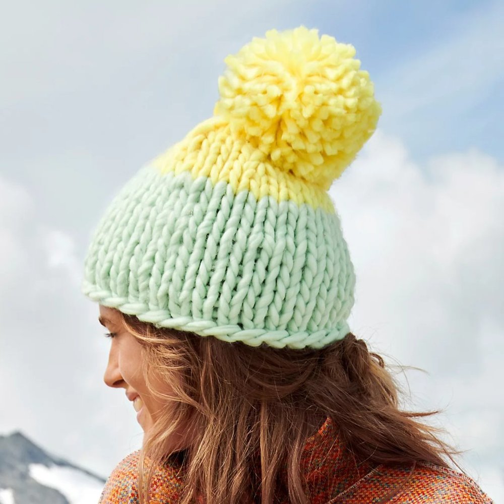 free people Cozy Up Color Block Pom Beanie